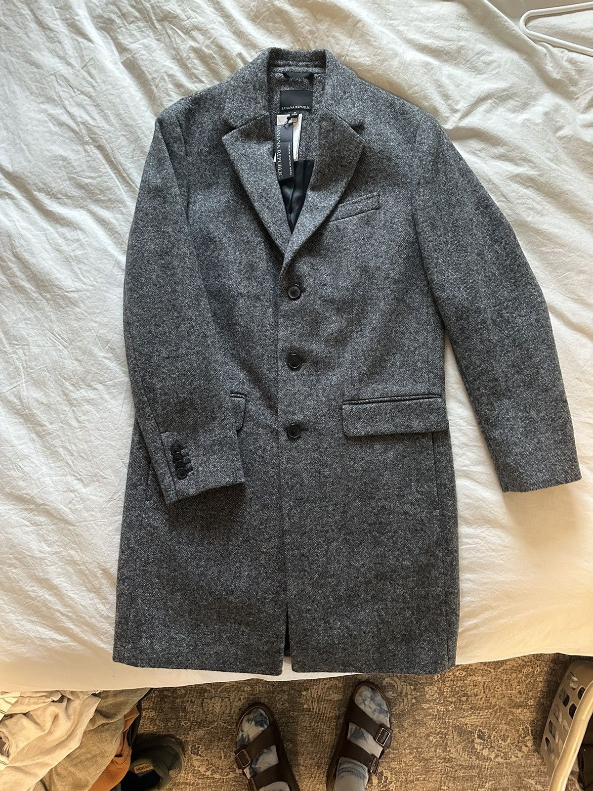 image of Banana Republic Italian Wool Overcoat in Grey, Men's (Size Medium)