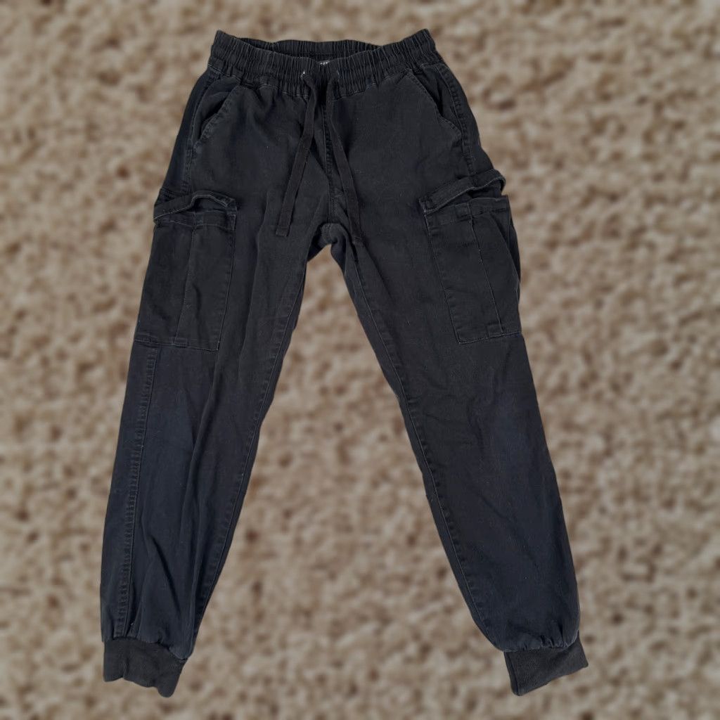 Vintage XVTU Streetwear Society Pants Women Black Cargo Jogger Cotton 28x26 Regular Tapered Straight Leg Inseam 26 in Adult Womens Pants Size 28" / US 6 / IT 42 - 1 Thumbnail