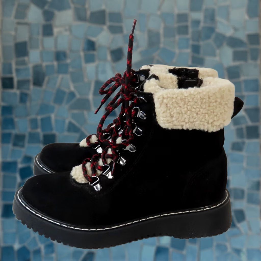 Vintage Madden Girl Kilian Black Fabric Women's Hiking Boots 6.5M Ankle Boots Casual/Outdoor Womens Black 6.5M Hiking Boots Size US 7 / IT 37 - 1 Thumbnail