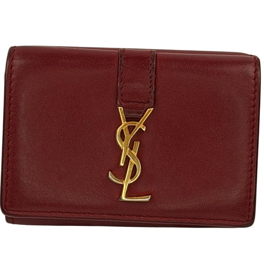 Yves Saint Laurent Saint Laurent Fold Pursee Tiny Compact Wallet YSL Bordeaux Size ONE SIZE - 1 Thumbnail