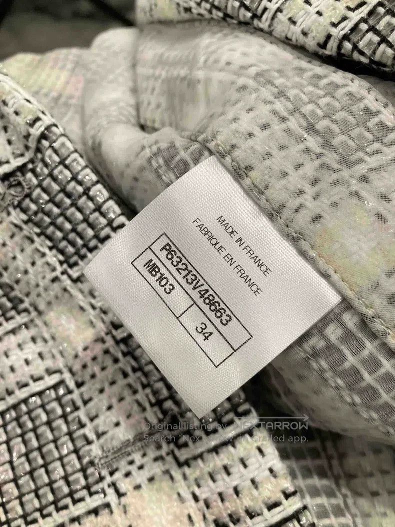 Chanel Chanel Black and white fine glitter plaid lapel jacket Size XXS / US 00 / IT 34 - 8 Thumbnail