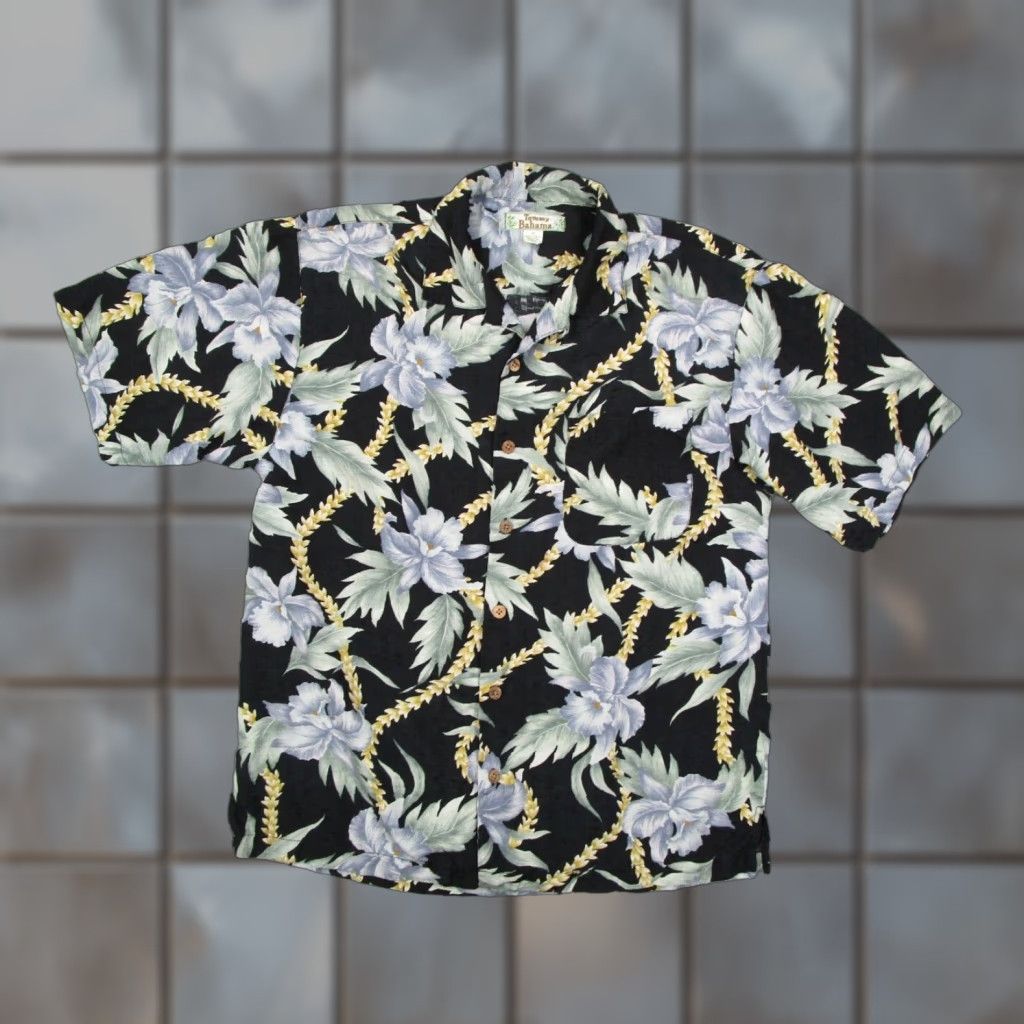 Tommy Bahama VINTAGE Tommy Bahama Shirt Mens M Black Silk Hibiscus Hawaiian Button-Up Short Sleeve Size US M / EU 48-50 / 2 - 1 Thumbnail