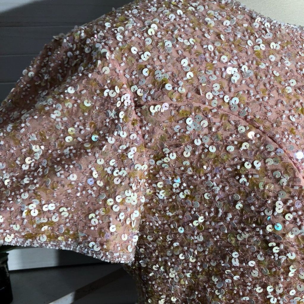 Vintage beaded sequined silk shiny pink blouse cocktail Sz XL Size XL / US 12-14 / IT 48-50 - 5 Thumbnail