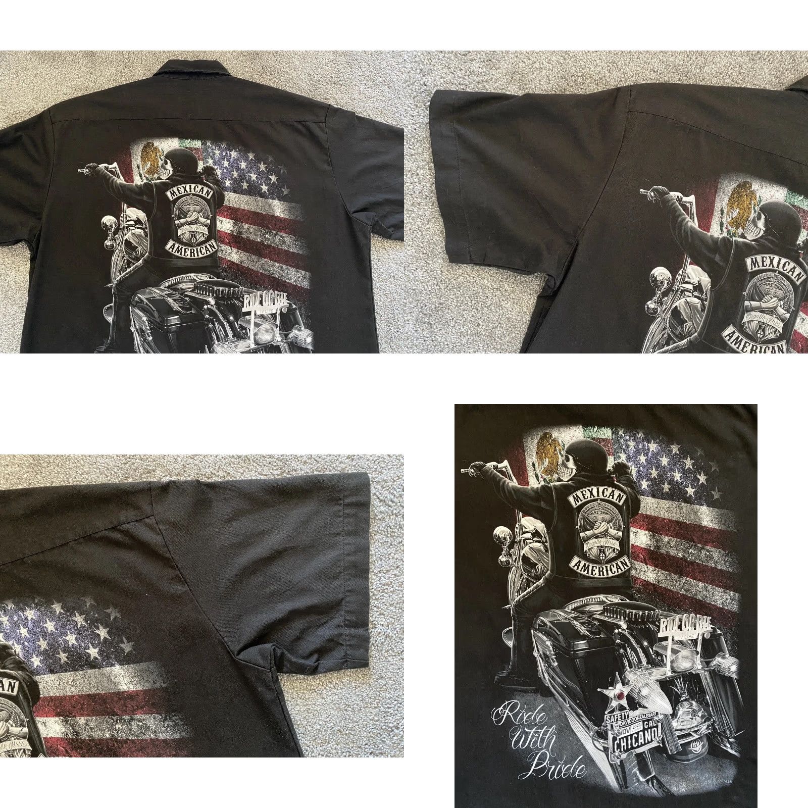 Vintage VINTAGE Ride Or Die Motorcycle T Shirt Men’s L Black Button-Up Short Sleeve Mens Motorcycle Biker Art Size US L / EU 52-54 / 3 - 9 Thumbnail