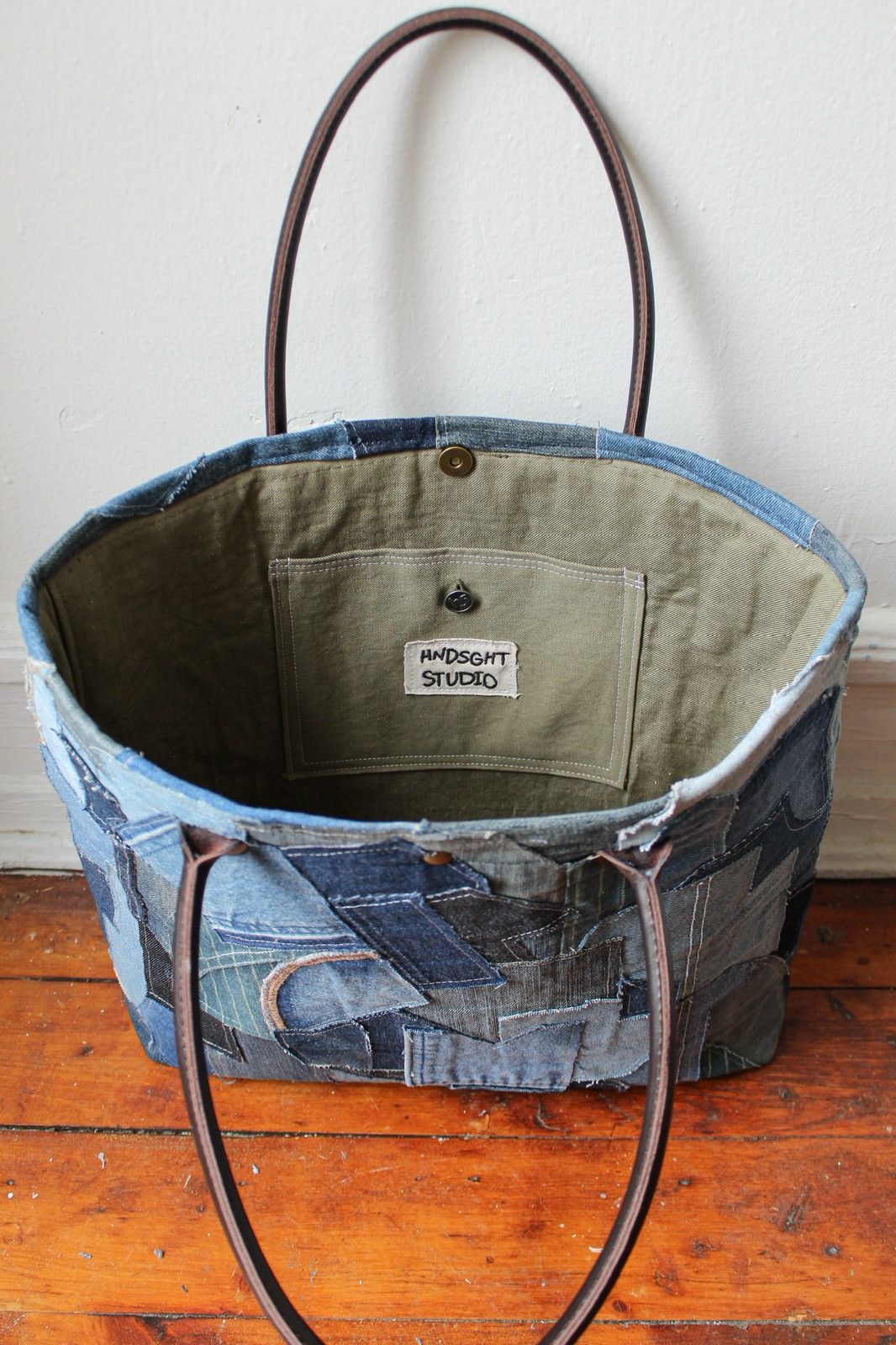 Japanese Brand Hndsght Studio Denim Patchwork Bag Size ONE SIZE - 3 Thumbnail
