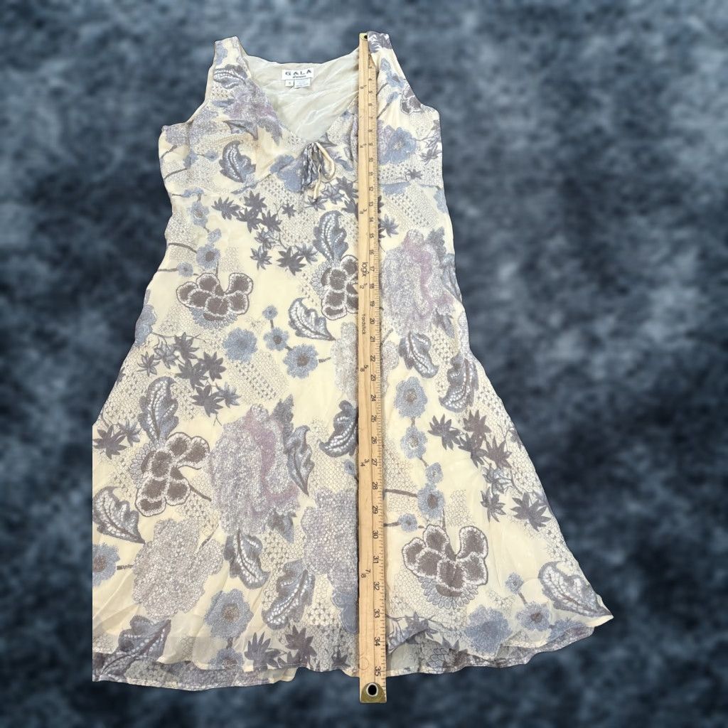 Vintage VINTAGE Gala Dress Womens Small Yellow Silk Floral A-Line Sleeveless 90s Party/Cocktail Women S Long V-Neck Size S / US 4 / IT 40 - 1 Thumbnail