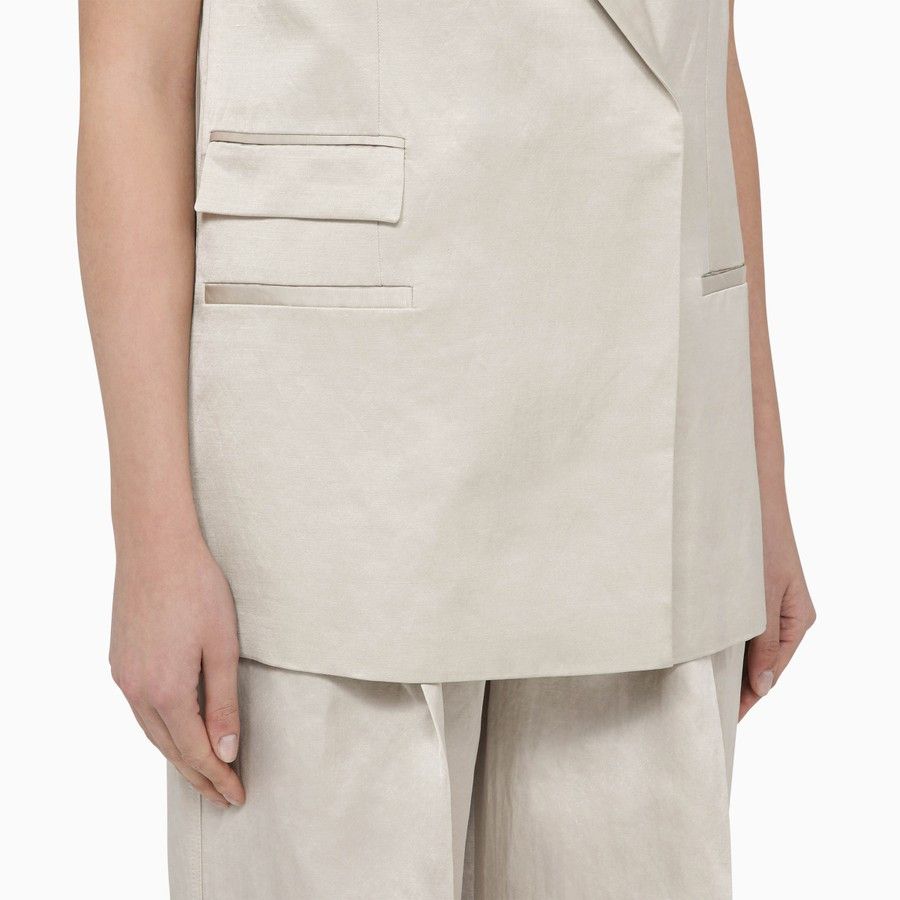 Calvin Klein o1d2blof0824 Single-Breasted Waistcoat in Beige Size XS / US 0-2 / IT 36-38 - 4 Thumbnail