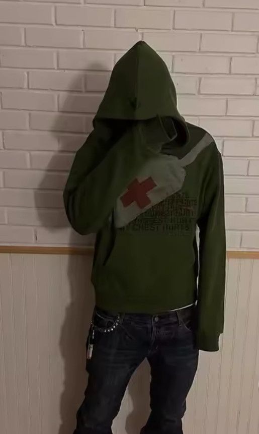 Other High Street Retro Punk Niche Crossbody Design Green Hoodie Size US XL / EU 56 / 4 - 2 Thumbnail