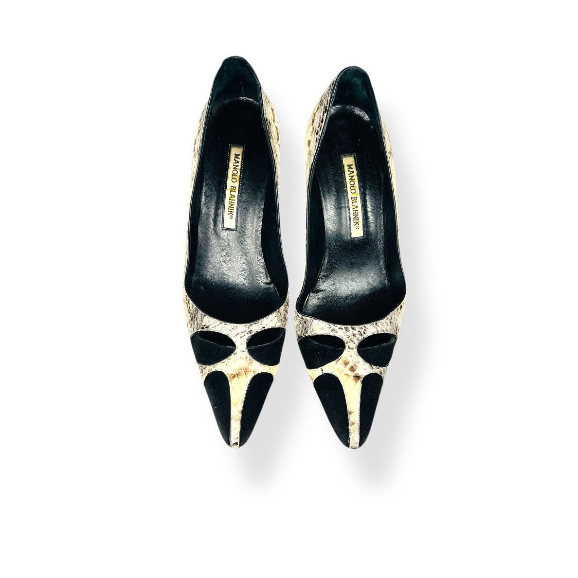 Manolo Blahnik Manolo Blahnik Python Snakeskin Suede Pumps Pointed Toe 39 Size US 9 / IT 39 - 2 Thumbnail