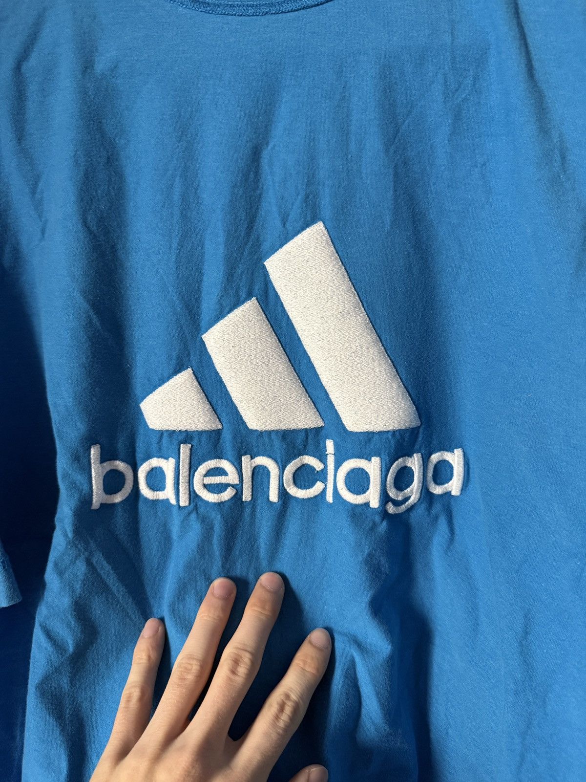 Adidas × Balenciaga New! 💙 Balenciaga Adidas Embroidered T-Shirt Size US M / EU 48-50 / 2 - 2 Thumbnail