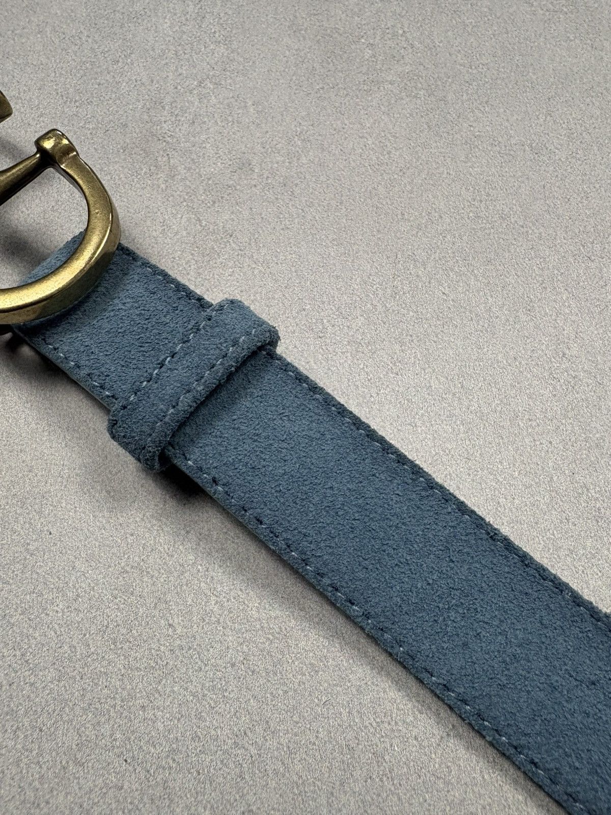 Purdey Purdey Suede Leather Belt Blue Horsebit Brass Buckle Luxury Size ONE SIZE - 9 Thumbnail