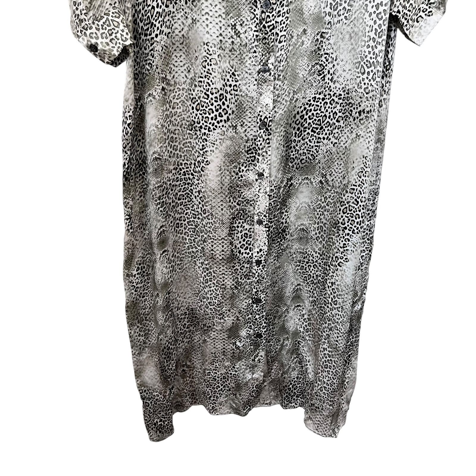 LOLA + SOPHIE Lola & Sophie Gray Silk Leopard Animal Button Maxi Dress Size L / US 10 / IT 46 - 6 Thumbnail