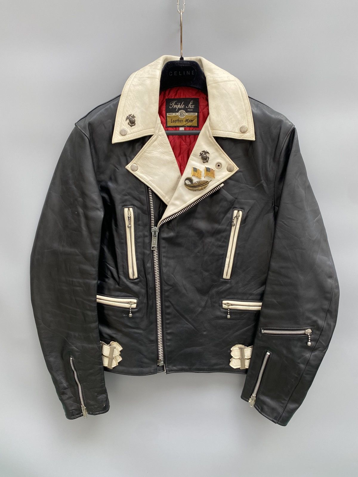Vintage Triple 6- 666- Double Rider Leather Jacket Size US S / EU 44-46 / 1 - 1 Thumbnail