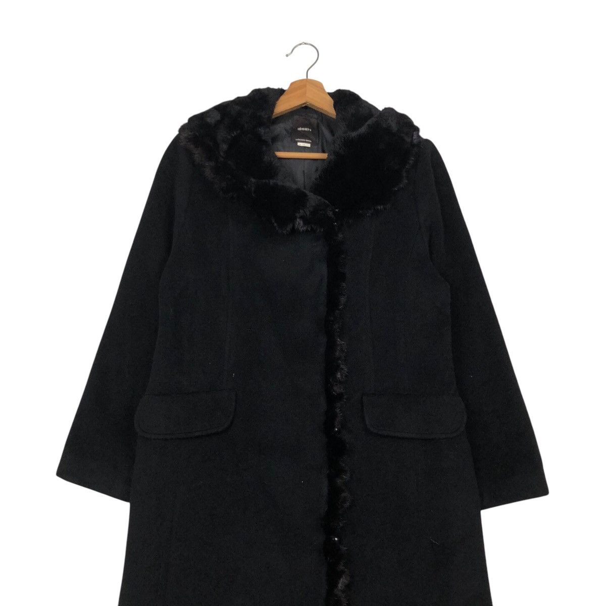 Issey Miyake 📌Rich Black Vintage Long Jacket Wool Issen Collezione Donna Size US M / EU 48-50 / 2 - 5 Thumbnail