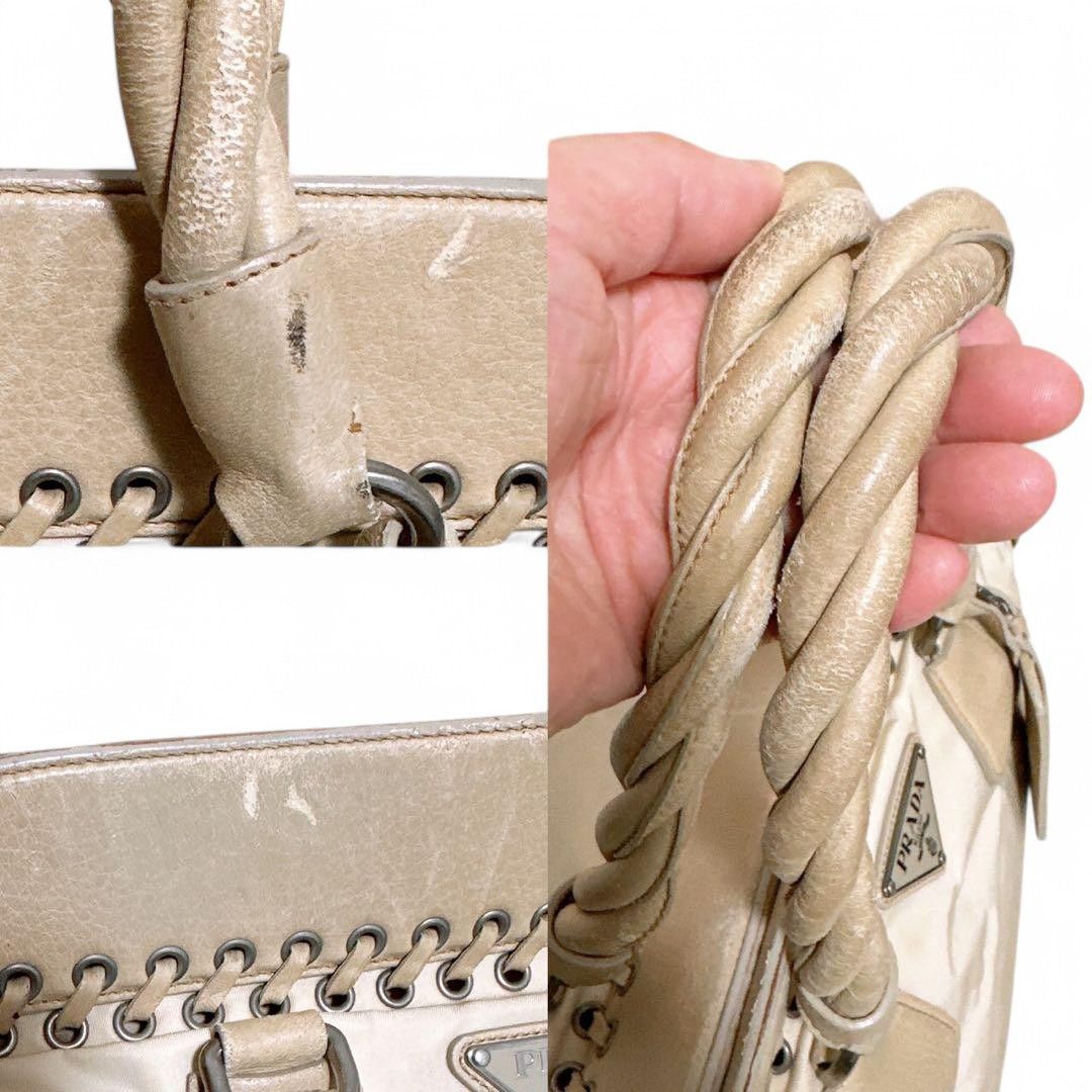 Prada Prada - Handbag Beige Leather Shoulder Bag Triangle Logo Size ONE SIZE - 9 Thumbnail