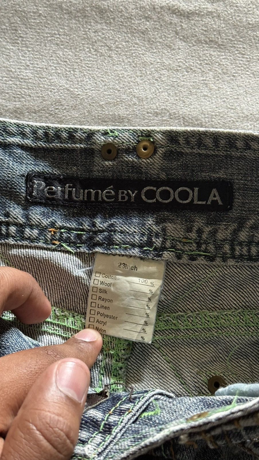 Japanese Brand Perfume by COOLA Distress Flare Denim Jeans Lace Patchwk Y2K Size 27" / US 4 / IT 40 - 10 Thumbnail