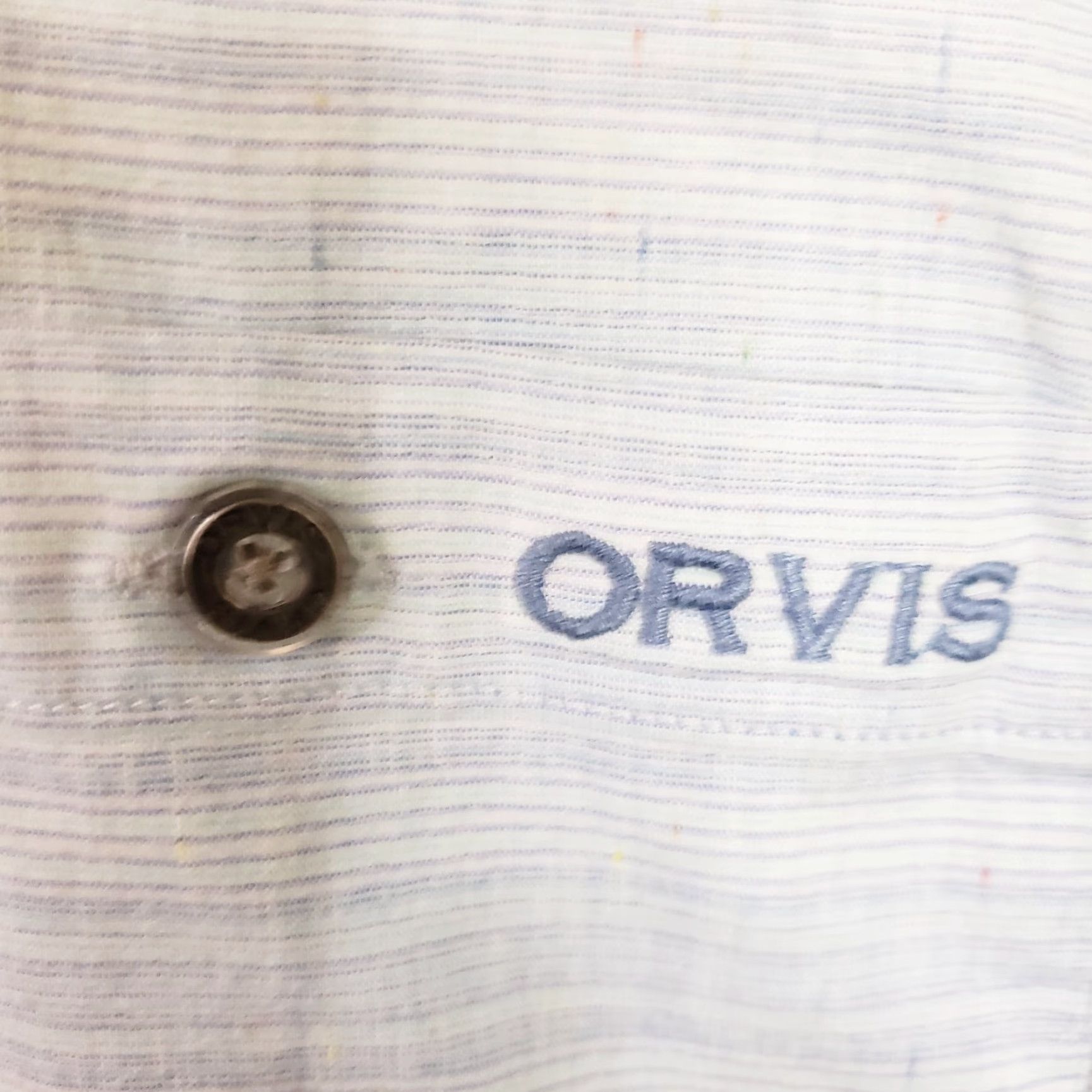 Orvis Orvis Shirt Mens M Button-Down Long Sleeve Heathered Blue Multicolor Embroidered Chest Pocket Size US M / EU 48-50 / 2 - 6 Thumbnail