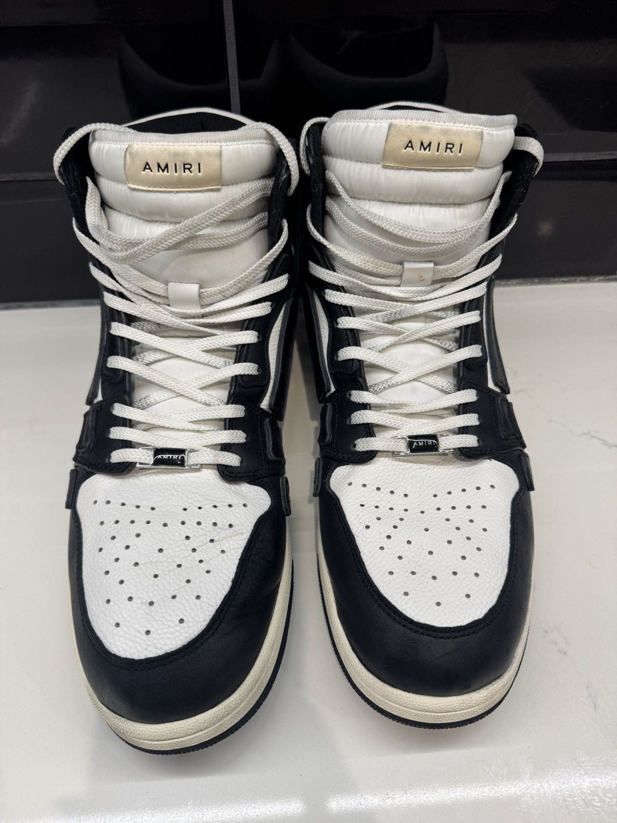 Amiri AMIRI Skel Top High Sneakers Black/White – Size 14 Size US 14 / EU 47 - 5 Thumbnail