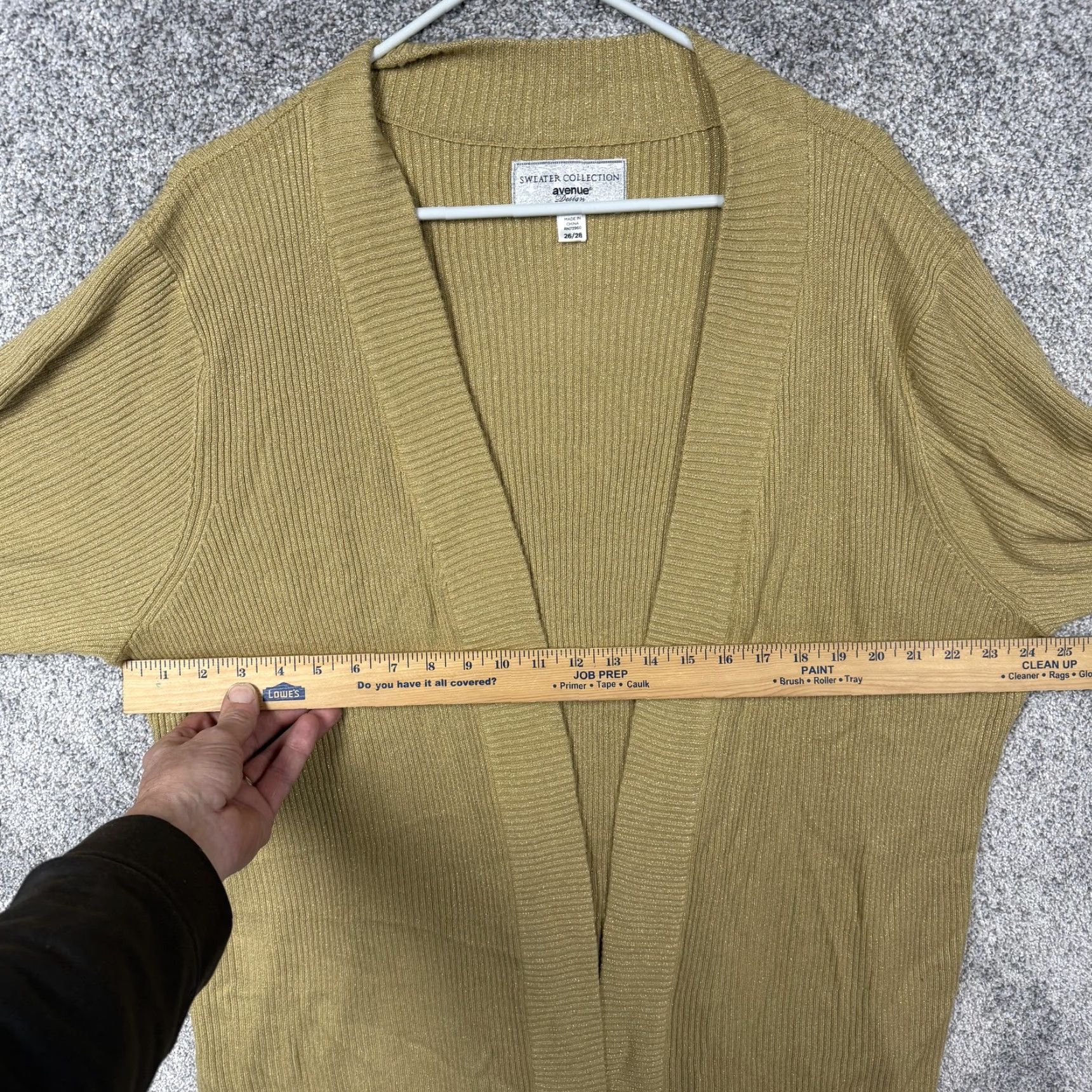 Avenue Avenue Cardigan Womens 26/28 Plus Gold Metallic Knit Open Front Boho Layering Size 4XL / US 24-26 - 4 Thumbnail
