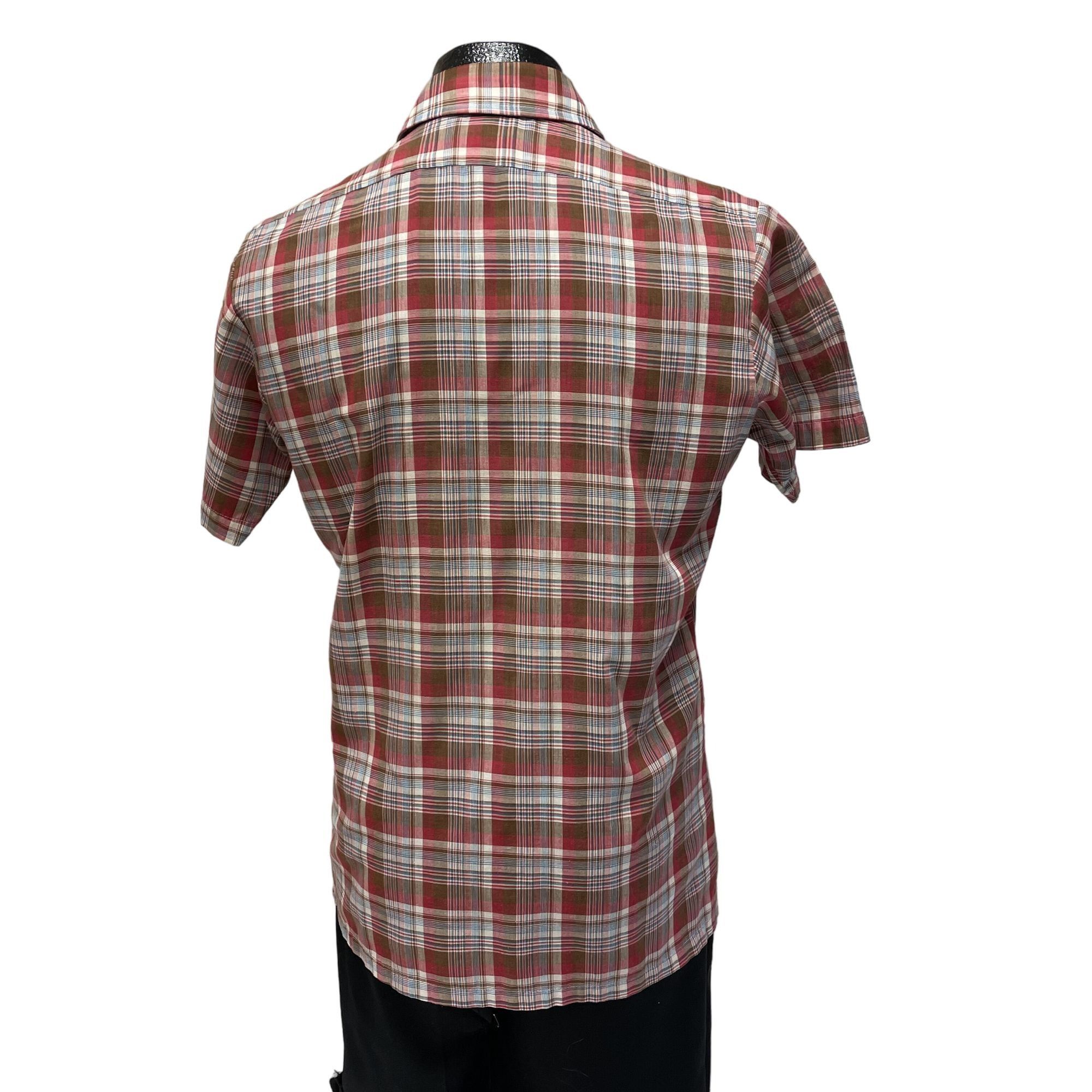 Other Vtg VIP Red Maroon SHADOW PLAID Ultra Thin DISCO Shirt Size US M / EU 48-50 / 2 - 3 Thumbnail