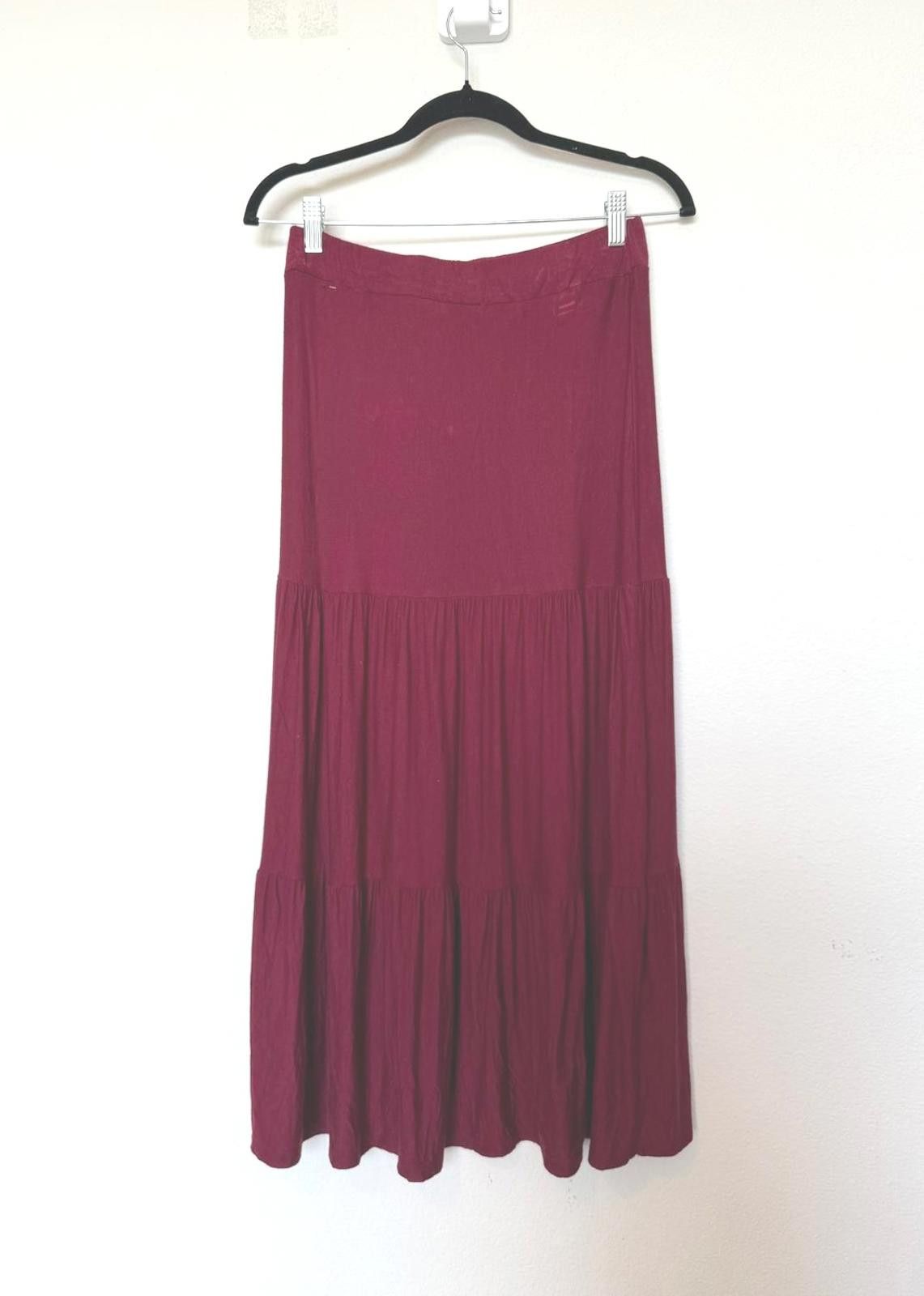 Designer Y2K Burgundy Red Maxi Tiered Peasant Skirt Size 32" / US 10 / IT 46 - 3 Thumbnail