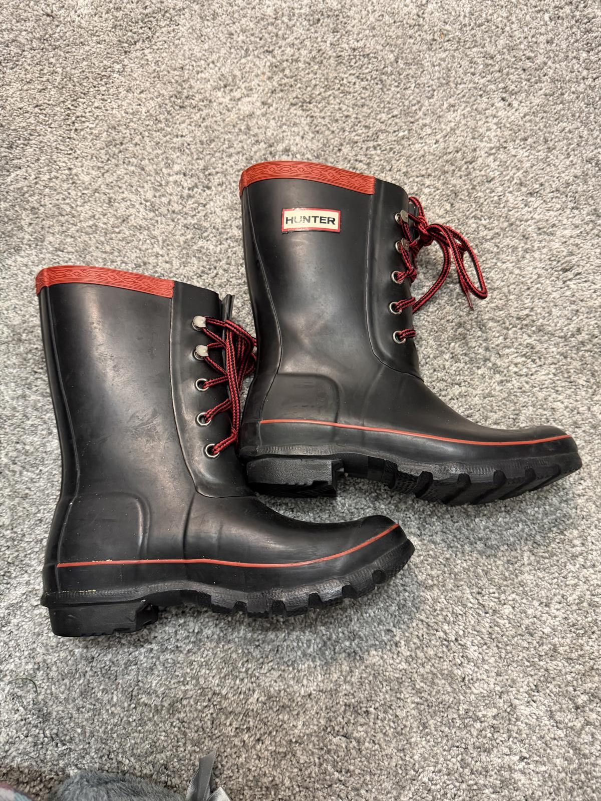 Hunter Hunter Black and Red Lace-Up Rain Boots US 6 / UK 4 Size US 6 / IT 36 - 7 Thumbnail