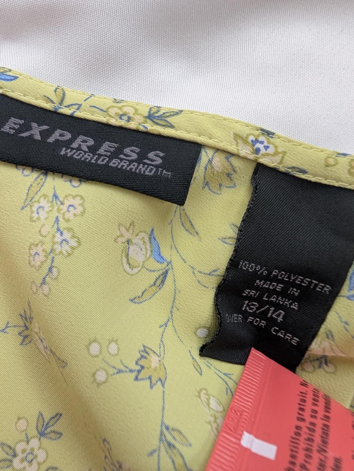 Express Vintage Express Yellow Floral Polyester Skirt Size 13/14 Size 36" / US 14 / IT 50 - 2 Thumbnail
