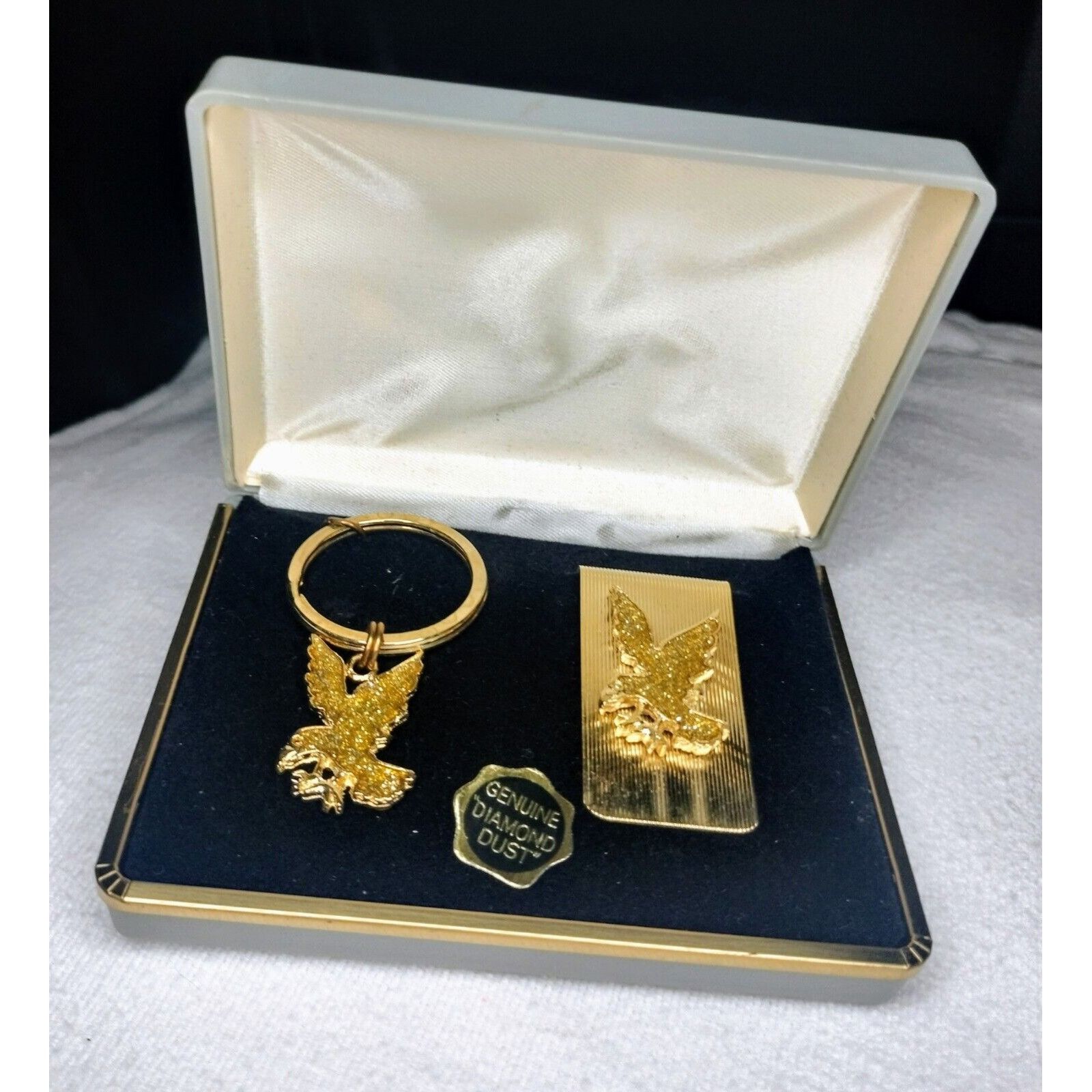 Vintage Marquis Genuine Diamond Dust Eagle Key Ring Matching Money C Size ONE SIZE - 4 Thumbnail