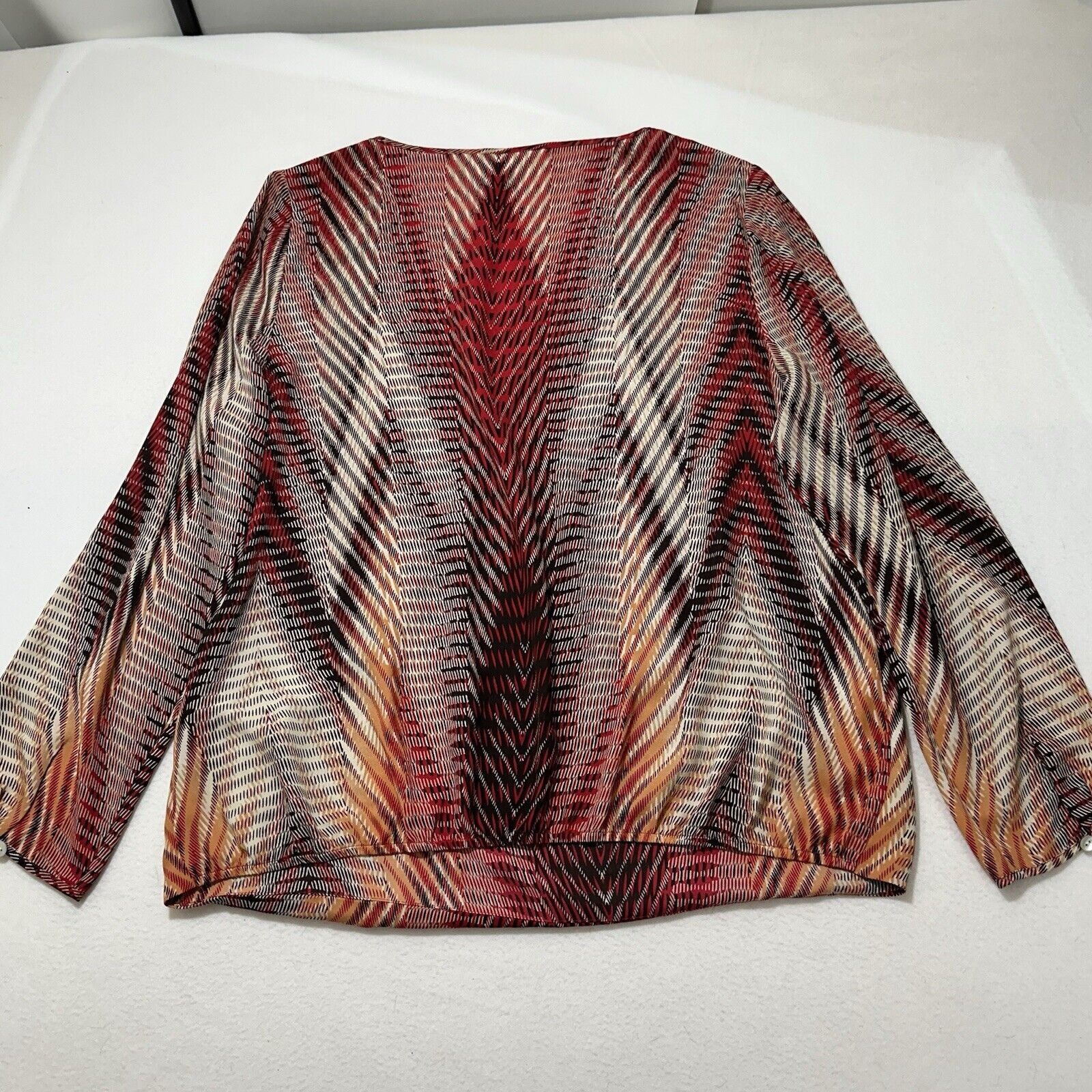 Chicos Chico’s 2 Large Long Sleeve Blouse Red Patterned Top Size L / US 10 / IT 46 - 9 Thumbnail