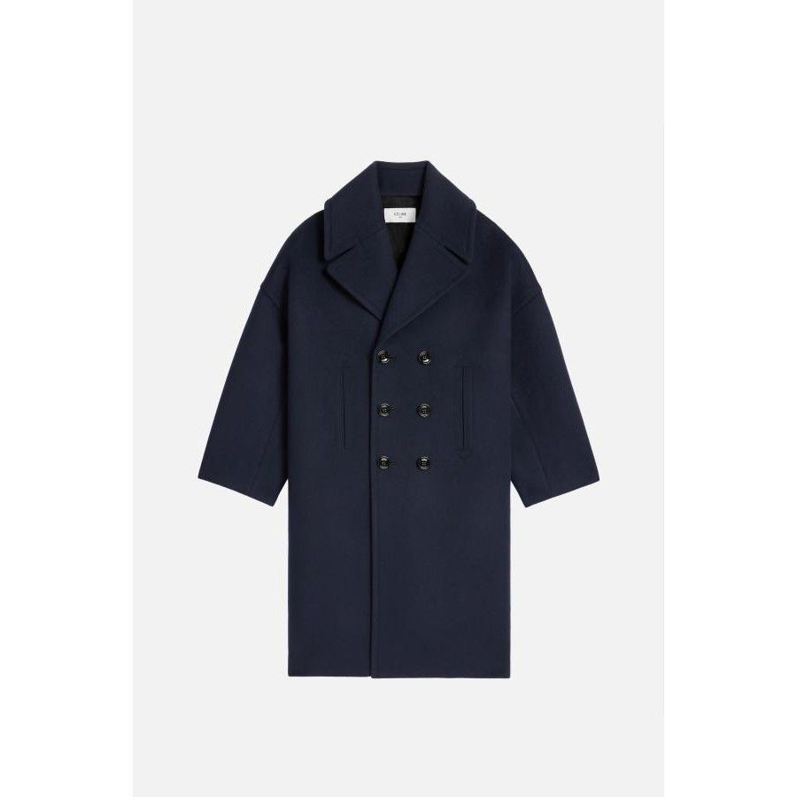 Celine CELINE Navy Blue Wool Felt Long Peacoat New & Authentic (Wom Size XS / US 0-2 / IT 36-38 - 1 Preview