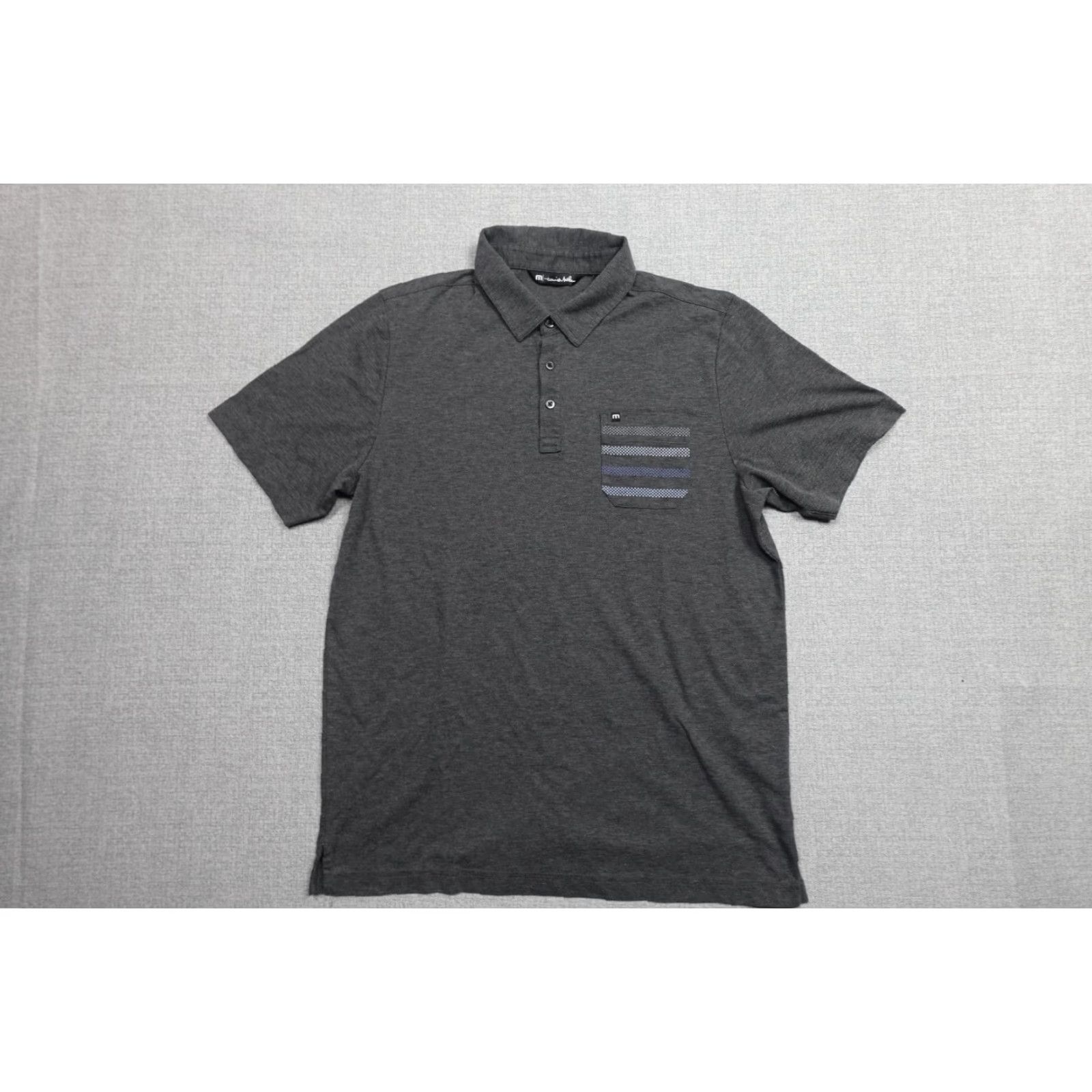 TravisMathew Travis Mathew Polo Men L Gray Pima Cotton Performance Wicking Pocket Comfort Shirt Size US L / EU 52-54 / 3 - 4 Thumbnail