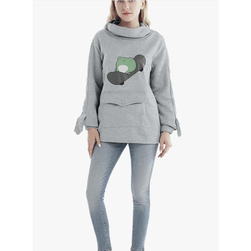 The Unbranded Brand Frog Oversized Graphic Hoodie Sweatshirt Pullover GRAY2XL Size XXL / US 16-18 / IT 52-54 - 6 Thumbnail