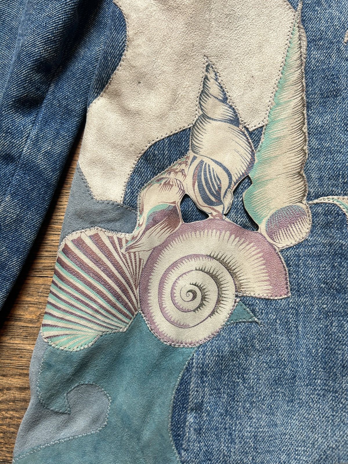 Roberto Cavalli 1970s Mermaid Patchwork Leather and Denim Blazer Size US S / EU 44-46 / 1 - 5 Thumbnail