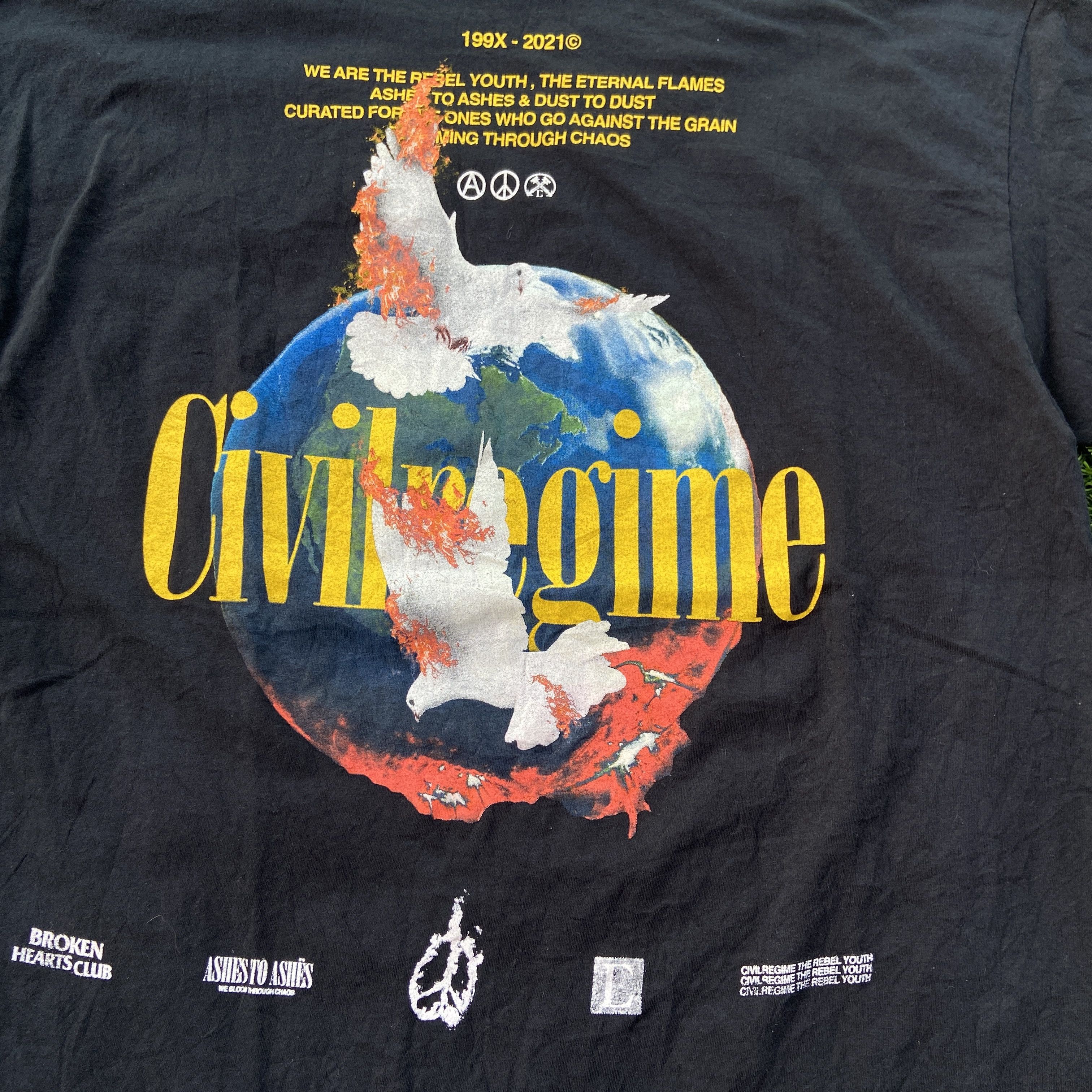 Civil Regime CVLA Civil Regime Black World Burning T-Shirt Size US L / EU 52-54 / 3 - 6 Thumbnail