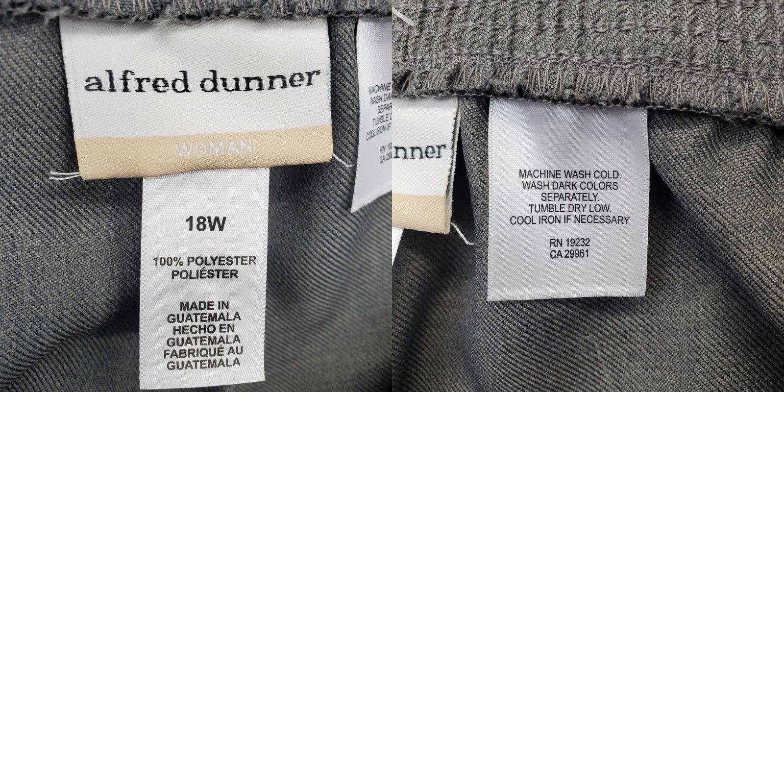 Vintage Alfred Dunner Crop Pants Womens 18W Gray Classic Fit Elastic Waist Slash Pocket Pantss Size 40" / US 18 - 8 Thumbnail