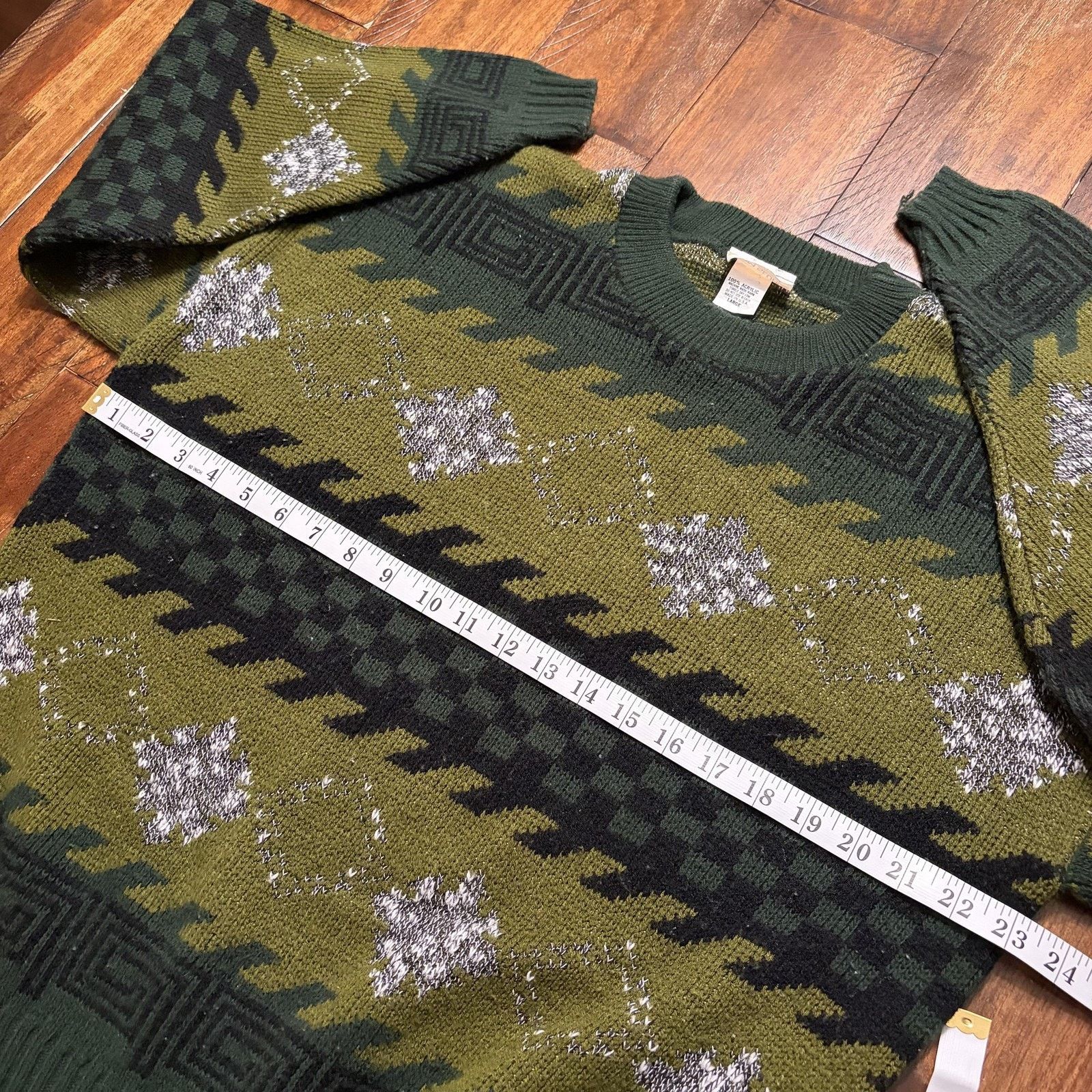 Vintage Vtg Adam Sloane Sweater Mens L Green Geometric Knit USA 90s Size US L / EU 52-54 / 3 - 9 Thumbnail