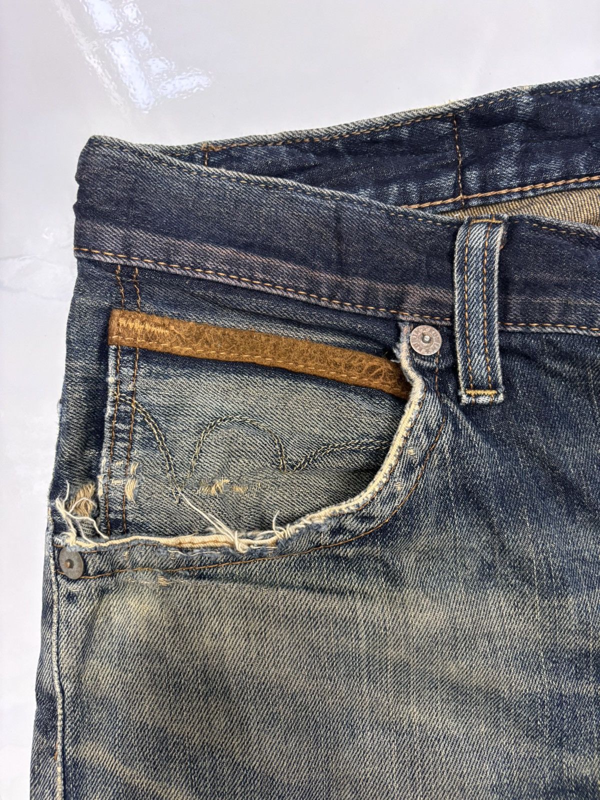 Kapital 🔥EDWIN EXCLUSIVE VINTAGE RUSTY MUD WASH DISTRESS DENIM JEAN Size US 34 / EU 50 - 9 Thumbnail