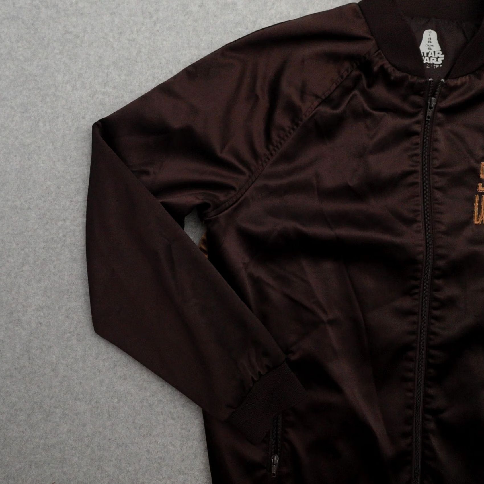 Disney VTG Disney Star Wars Large Jacket Men Brown Bomber Satin Polyester Star Wars Theme 70s 80s Vintage LT Mens Size US L / EU 52-54 / 3 - 7 Thumbnail