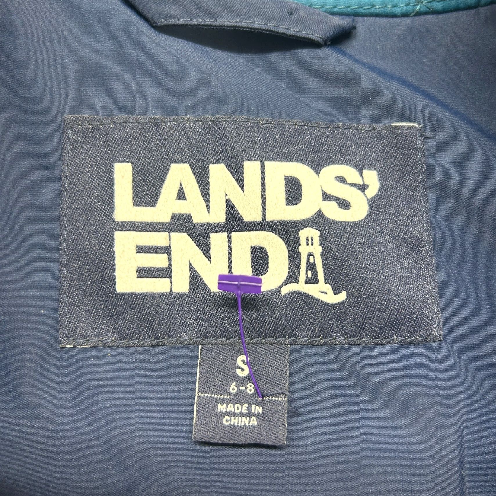 Lands' End Lands' End Windbreaker Jacket Womens Small Blue Quilted Hooded 90s Regular Long Sleeve Mid-Length Snap Zip Pullover Size S / US 4 / IT 40 - 4 Thumbnail