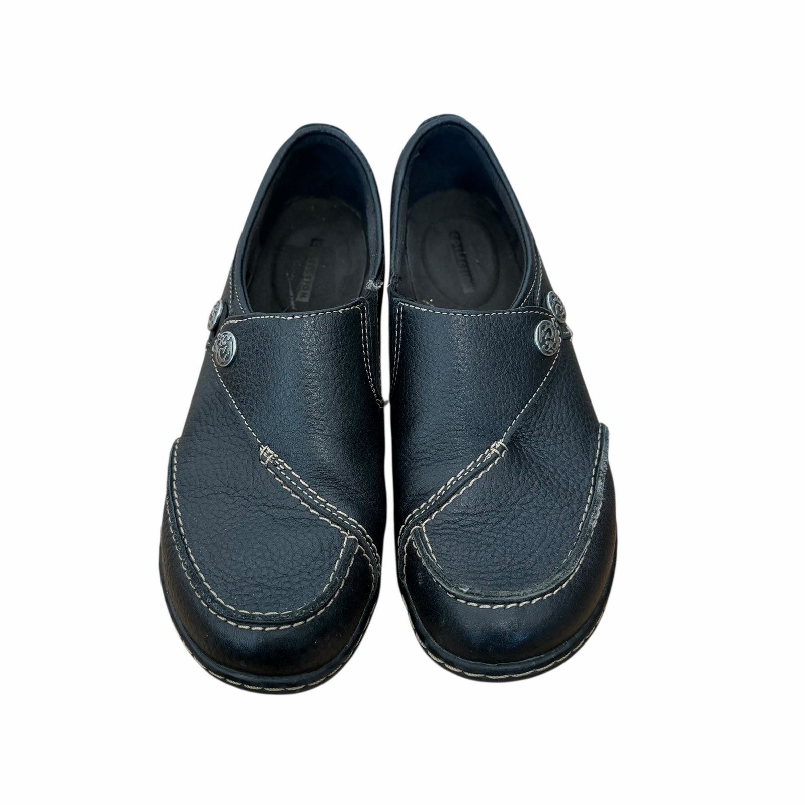 Clarks Clarks Black Leather Ashland Lane Q Slip On Loafers Sz 8 Size US 8 / IT 38 - 3 Thumbnail