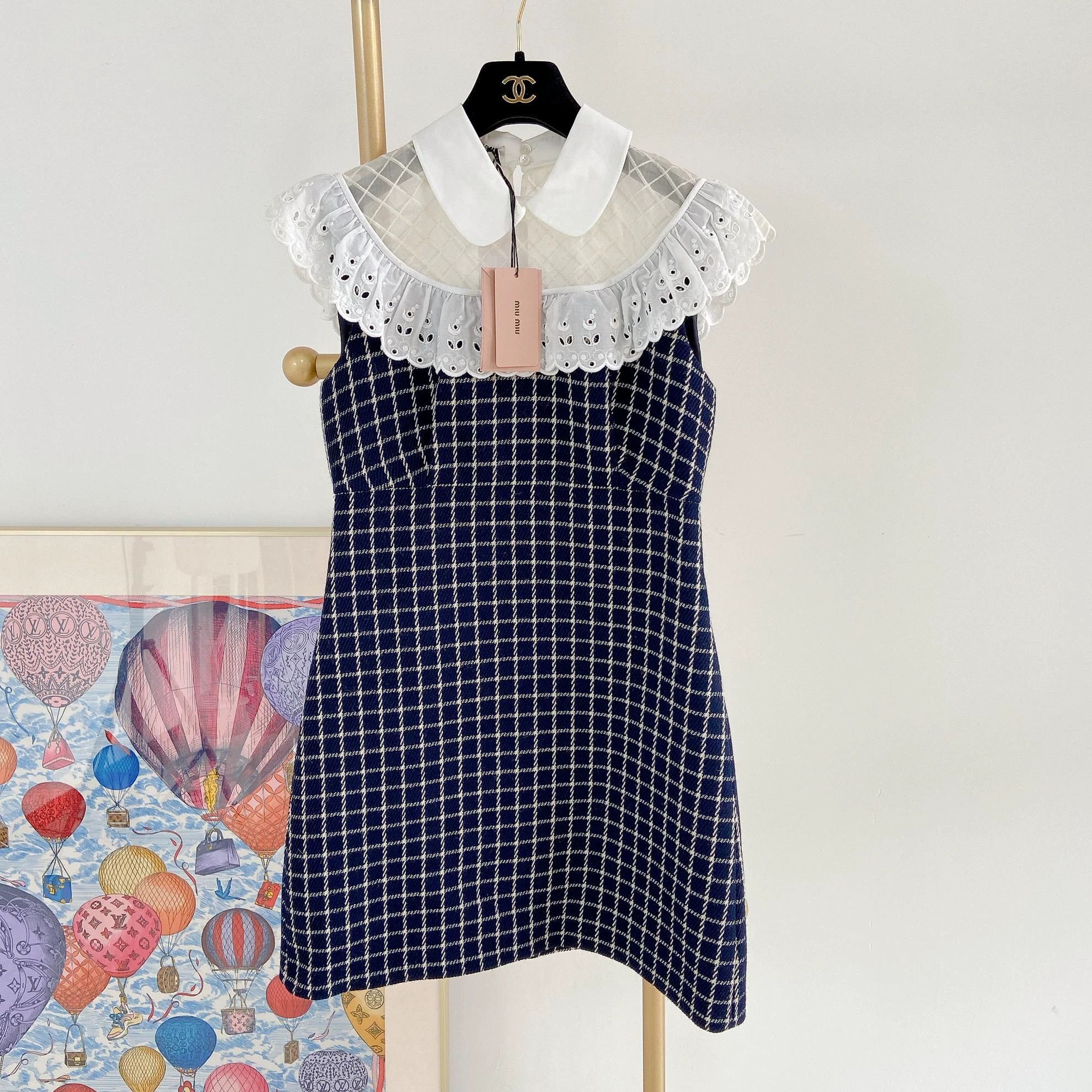 Miu Miu MIUMIU lace check dress 40 with tags Size S / US 4 / IT 40 - 2 Thumbnail