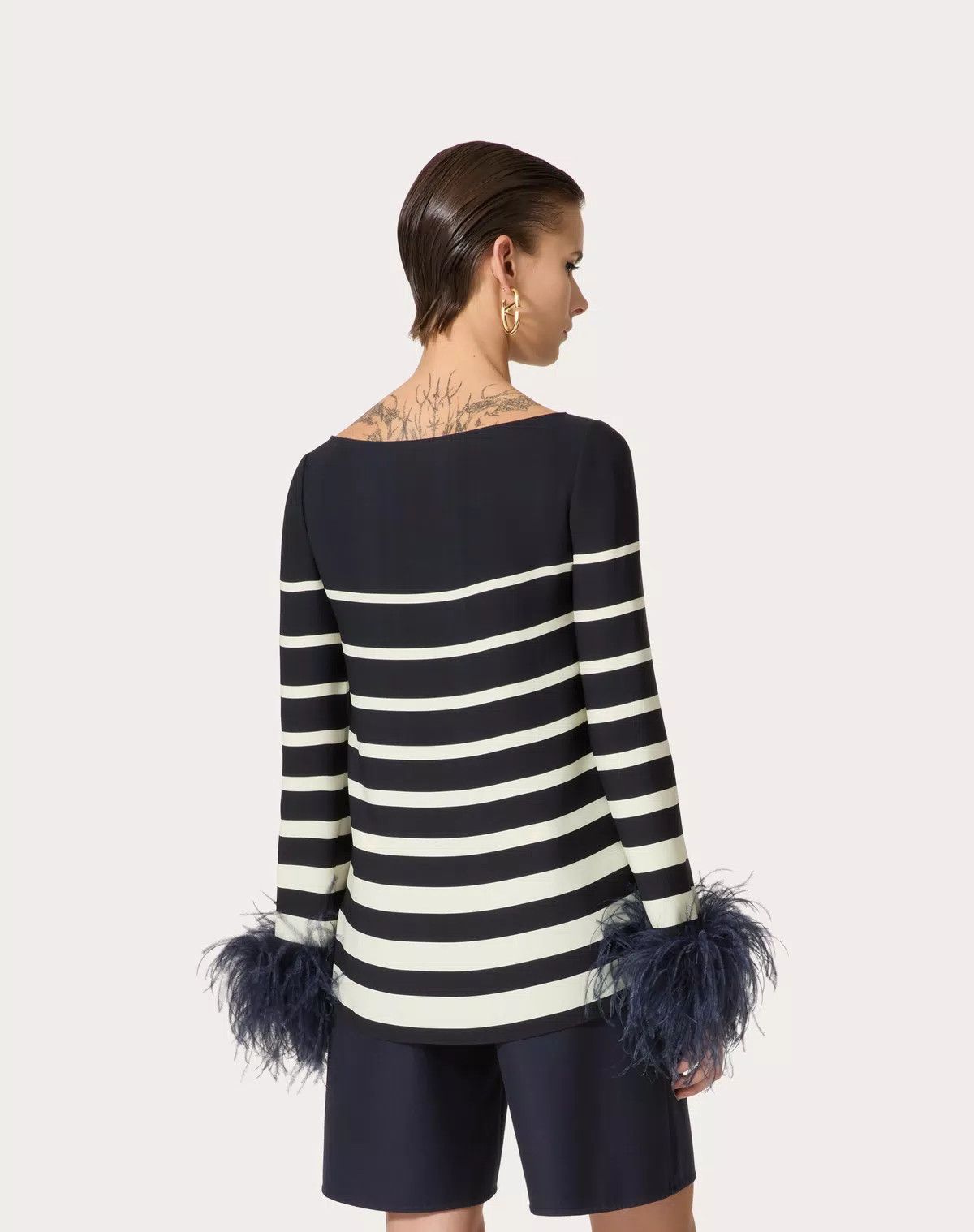 Valentino o1s1wg110426 Cady Valentino Roomview Top in Navy/Ivory Size L / US 10 / IT 46 - 4 Thumbnail