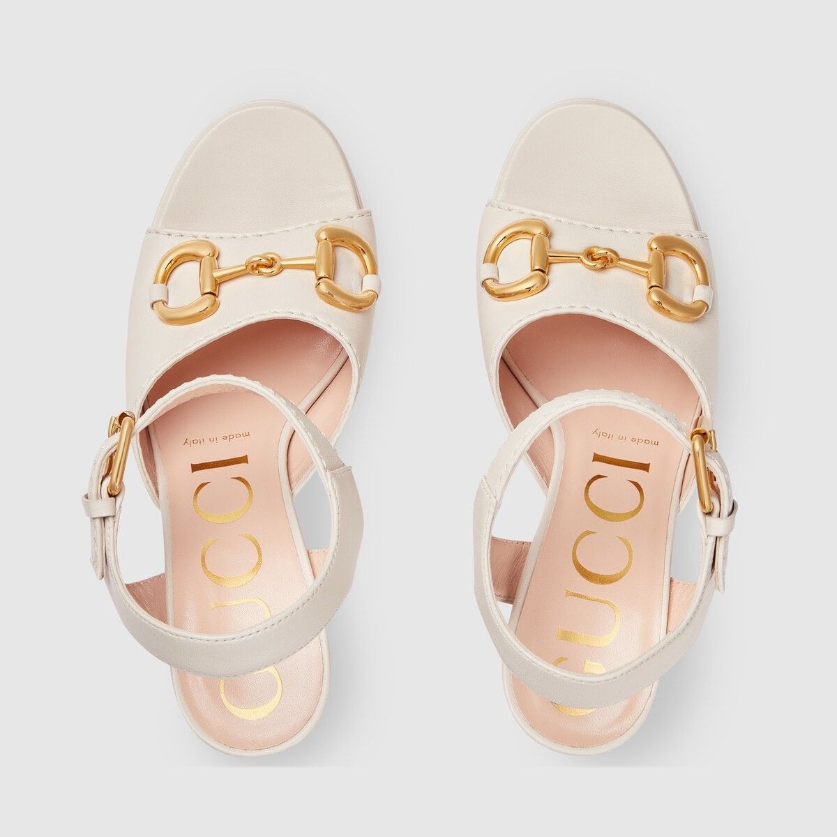 Gucci o1s1wg110425 Women's Platform Sandals With Horsebit in White Size US 11.5 / IT 41.5 - 4 Thumbnail