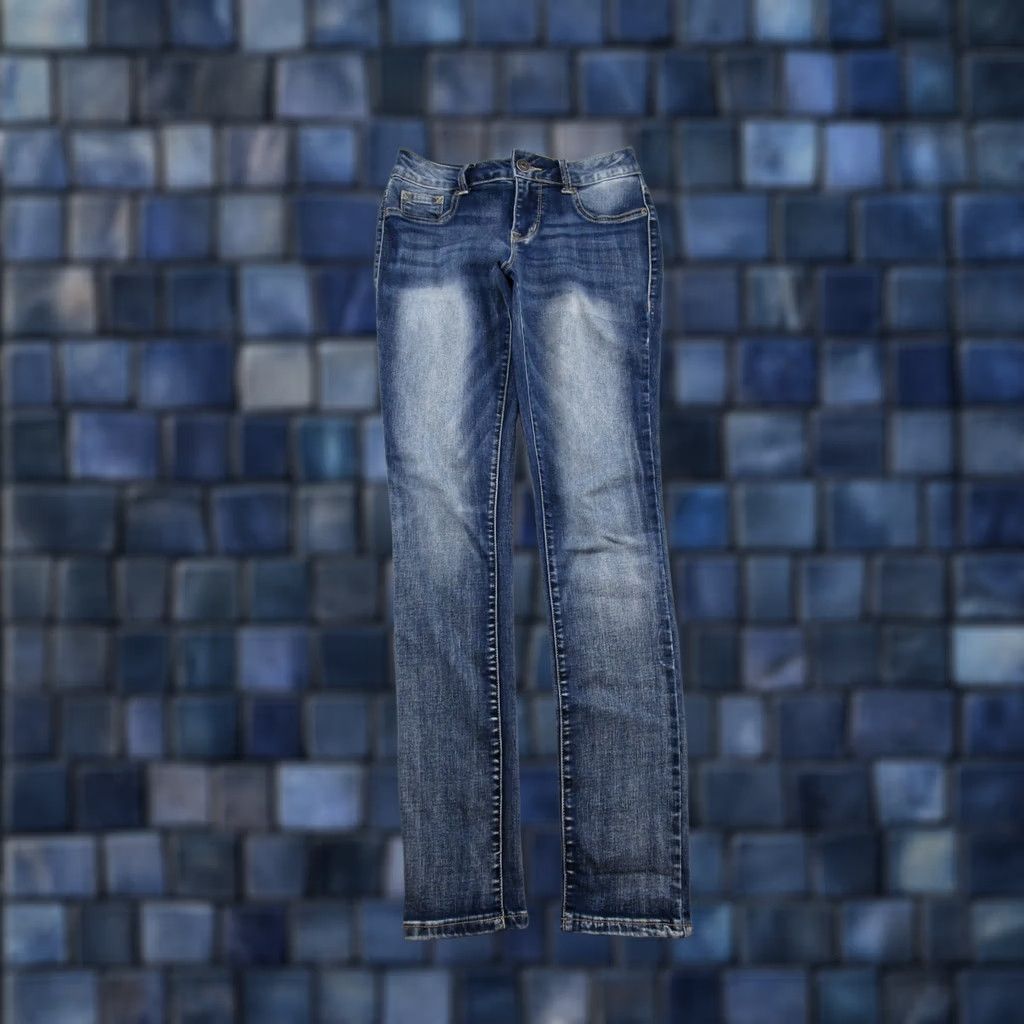 Vintage Maurices Blue Stretch Denim Skinny Jeans Mid Rise Womens XS Reg Dark Denim Jeans Skinny Stretch Maurices Womens XS Dark Blue Jeans Size 26" / US 2 / IT 38 - 1 Thumbnail