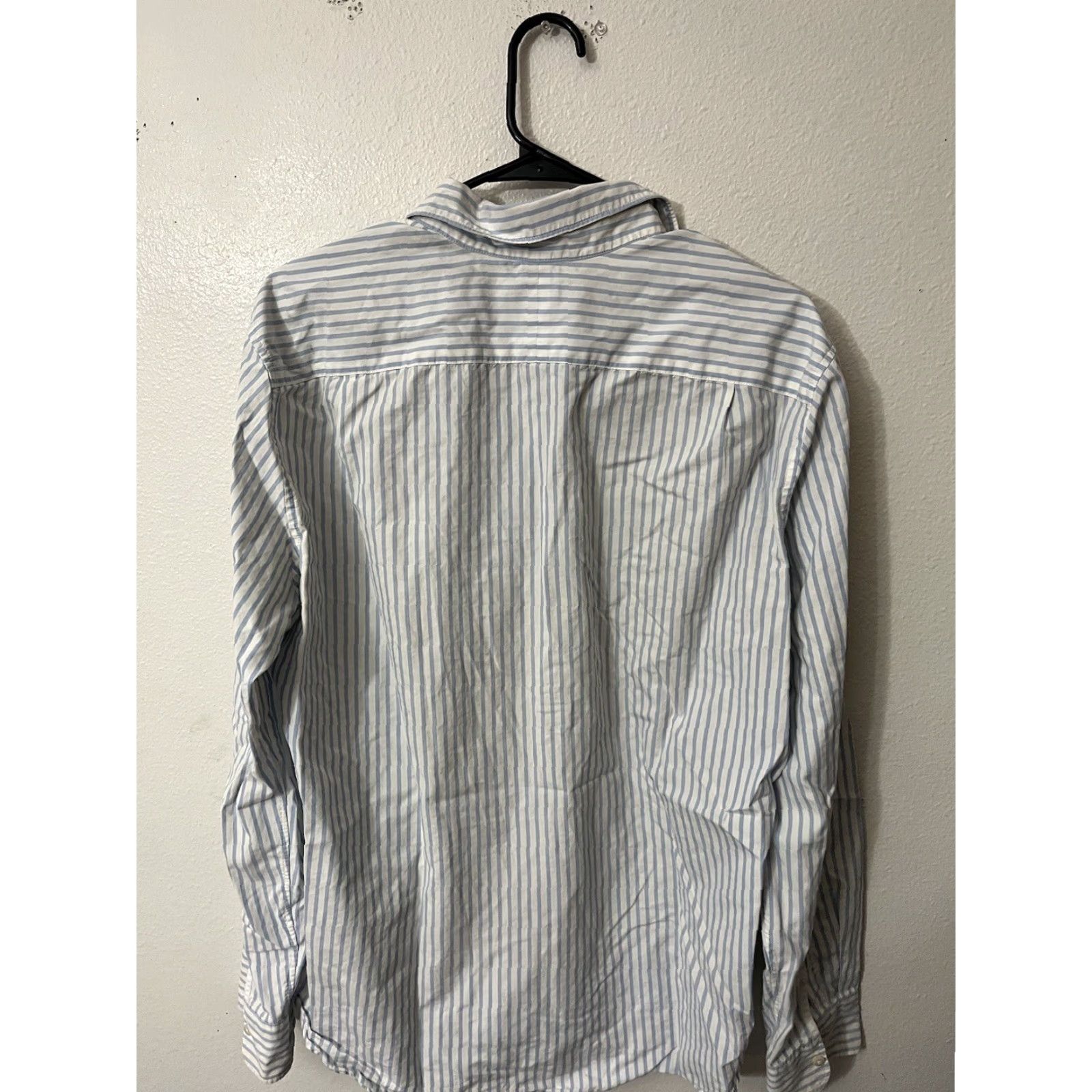 J.Crew J. CREW Classic Fit Blue White Striped Dress Shirt Large Long Sleeve 100% Cotton Mens Size 42R - 3 Thumbnail