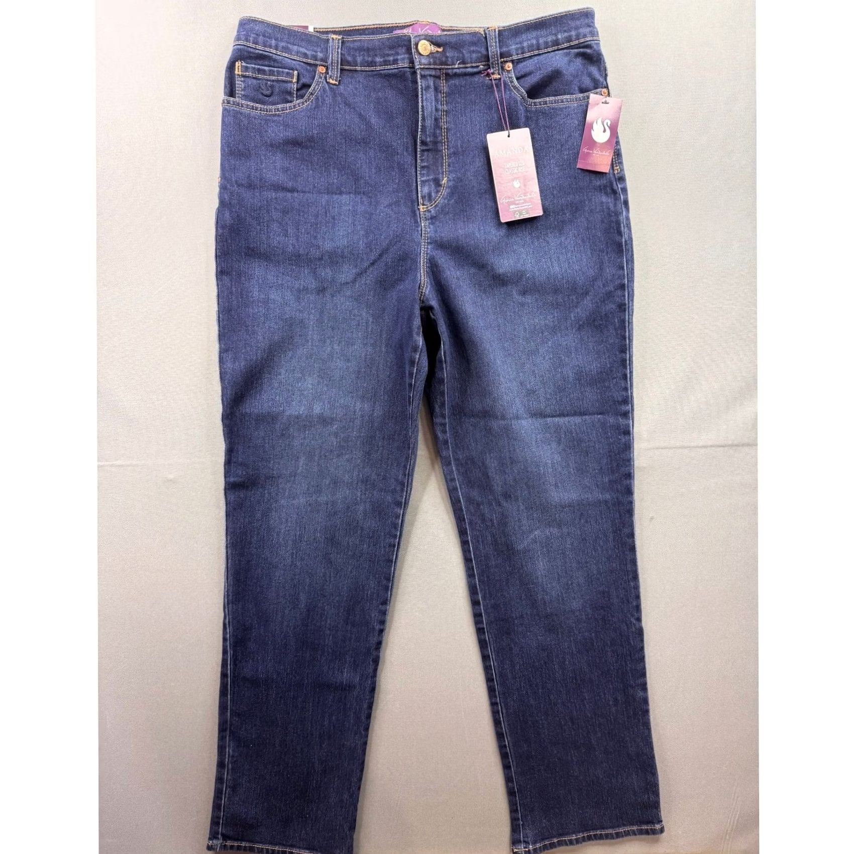 Gloria Vanderbilt Gloria Vanderbilt Amanda Jeans Womens 16W Dark Wash Denim Tapered Leg High Rise Classic Rise 5-Pocket Size 38" / US 16 / IT 52 - 2 Thumbnail