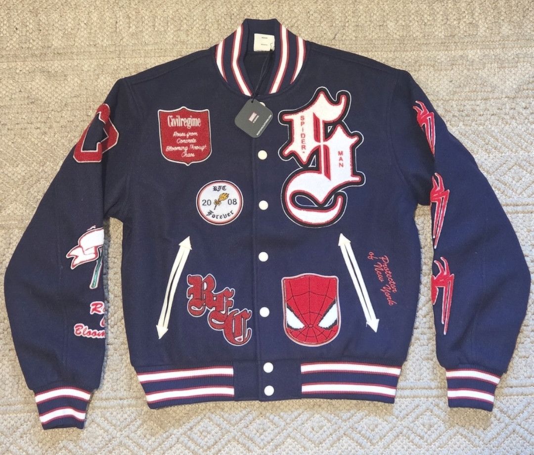 Civil Regime Civil Regime x Marvel Spider-Man Varsity Jacket Navy Blue M Size US M / EU 48-50 / 2 - 1 Thumbnail