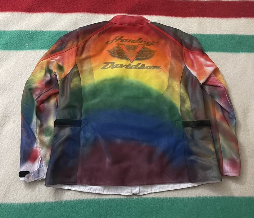 Vintage Harley Davidson Tie Dye Psychedelic Motorcycle Jacket Large