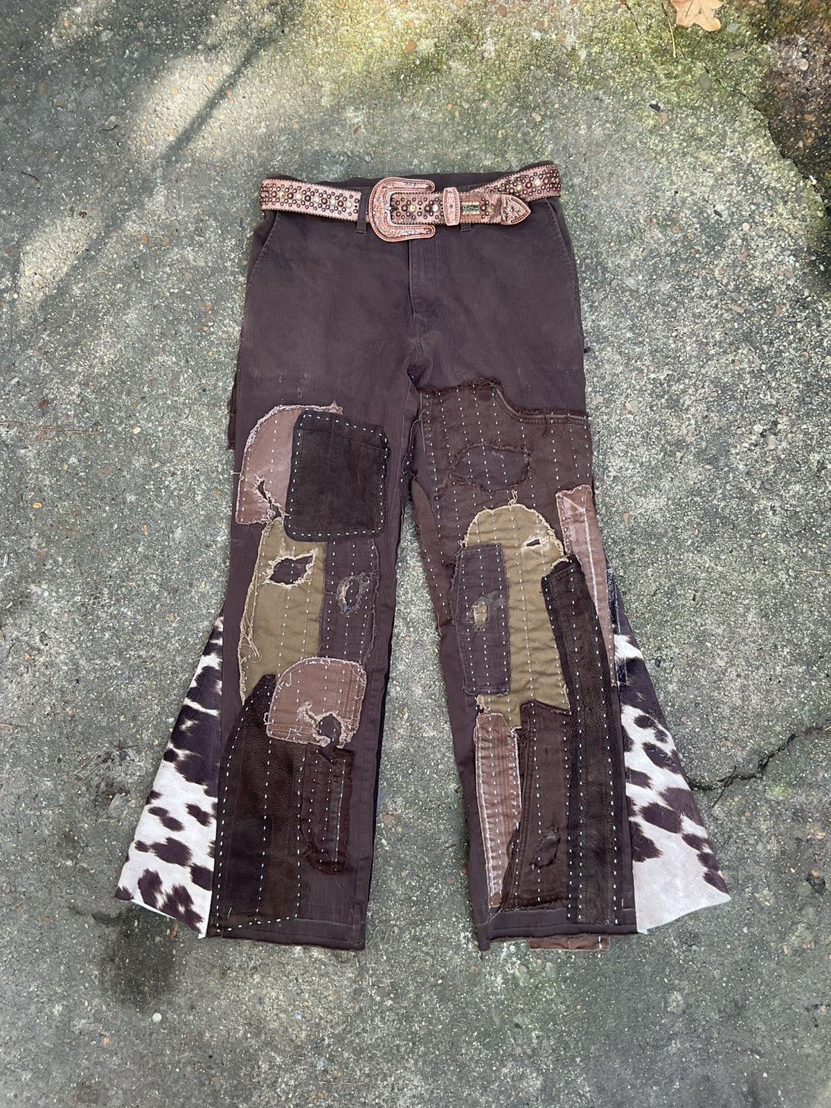 パンツ KAPITAL BORO DENIM PATCHWORK CHAPS PANTS Kapital Boro Denim Patchwork Chaps Pants Size 3 Men's Unique