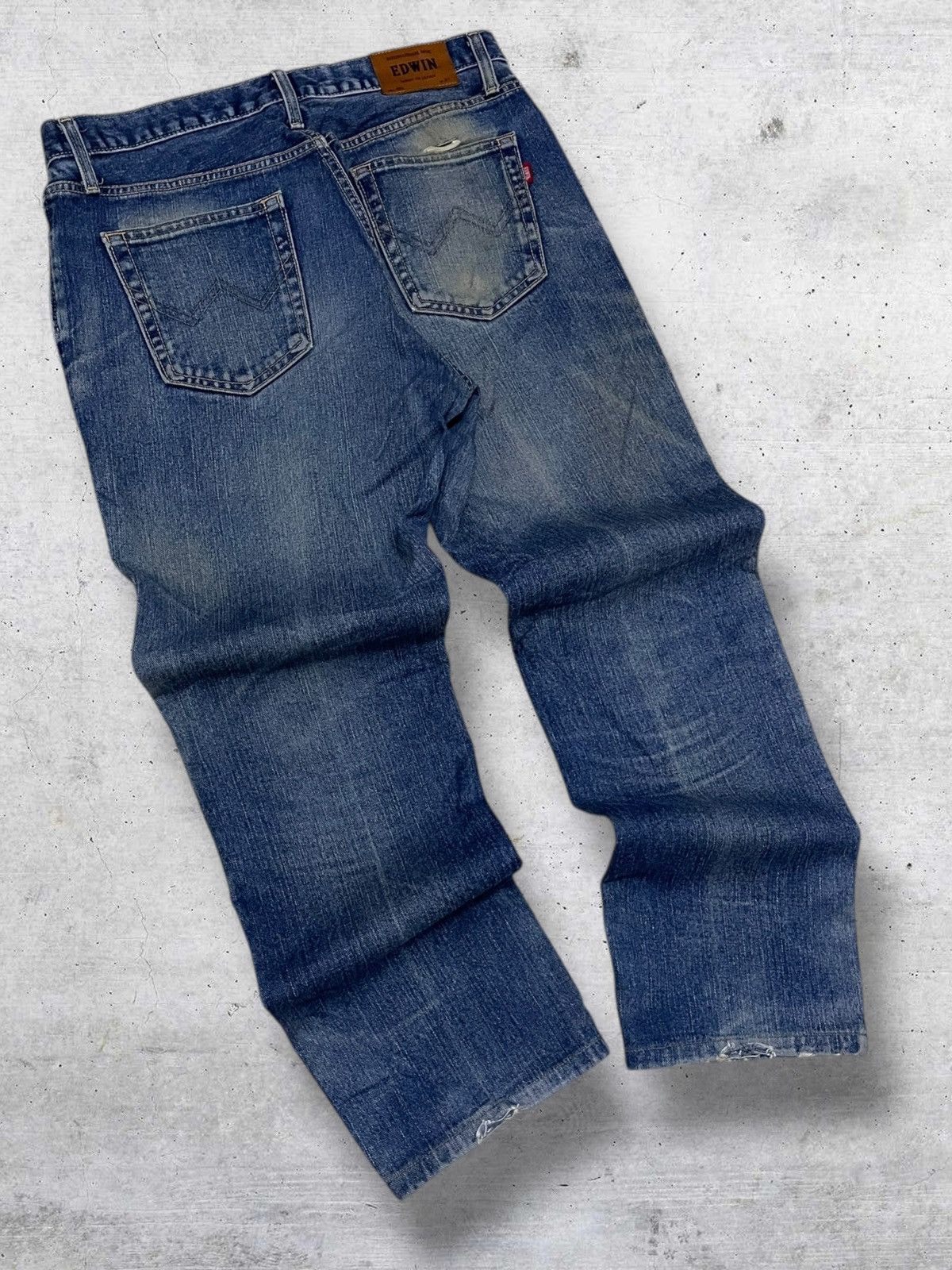 Edwin VINTAGE EDWIN DESIGNER 90S JAPAN MUDWASH DISTRESSED OG DENIM Size US 33 - 9 Thumbnail